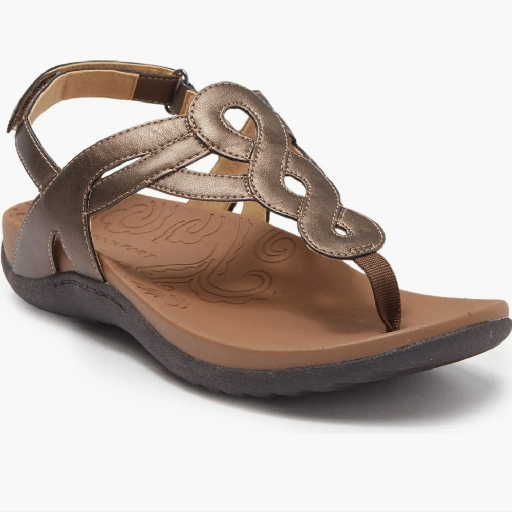 Rockport Women's Ramona Sandal Curvy T Strap Bronze Sandal Size 9